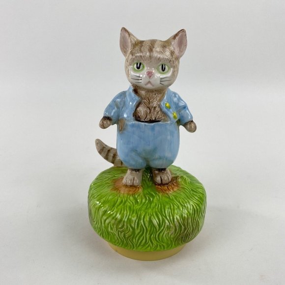 Schmid Other - Vintage Schmid Beatrix Potter Music Box Cat Ceramic 1977
